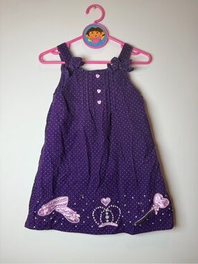 Youngland Corduroy Purple Polka Dot Princess Dress Girls Size 4